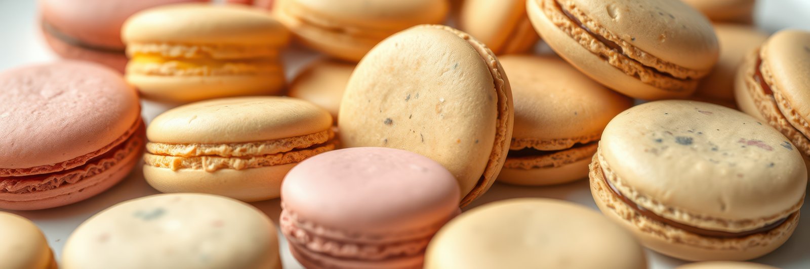 Assorted macarons in various colors and flavors arranged on a plate for a delicious treat